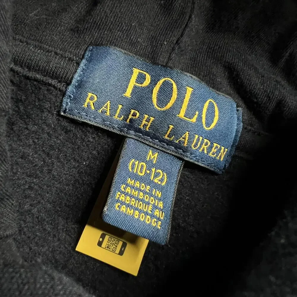 Polo Ralph Lauren Hoodie Boys 10-12 Blue Fleece Allover Pony‎ Logo Pullover